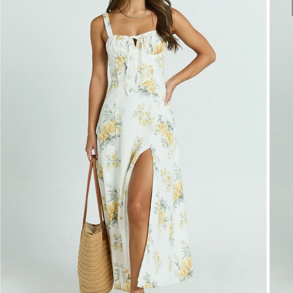 NWT - Showpo Floral White and Yellow Maxi Dress